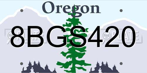 8BGS420 Oregon License Plate