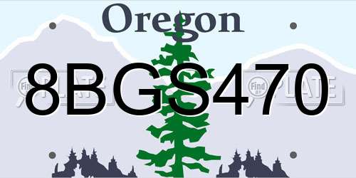 8BGS470 Oregon License Plate