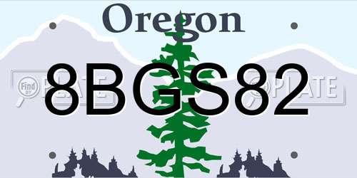 8BGS82 Oregon License Plate