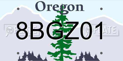8BGZ01 Oregon License Plate