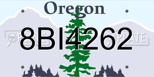 8BI4262 Oregon License Plate