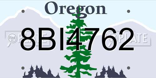 8BI4762 Oregon License Plate