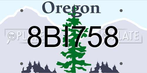 8BI758 Oregon License Plate
