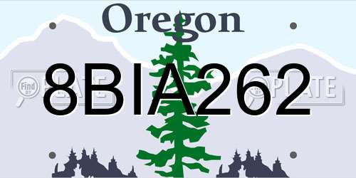 8BIA262 Oregon License Plate