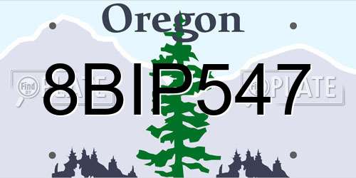 8BIP547 Oregon License Plate