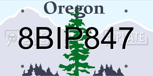 8BIP847 Oregon License Plate