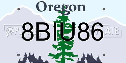 8BIU86 Oregon License Plate