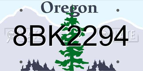 8BK2294 Oregon License Plate
