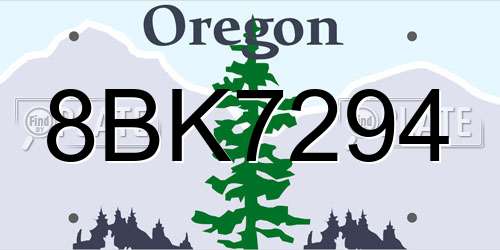 8BK7294 Oregon License Plate
