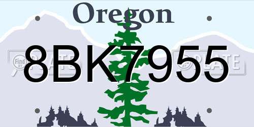 8BK7955 Oregon License Plate
