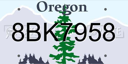 8BK7958 Oregon License Plate