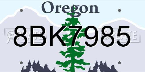 8BK7985 Oregon License Plate