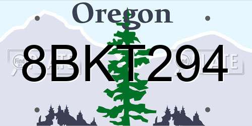 8BKT294 Oregon License Plate