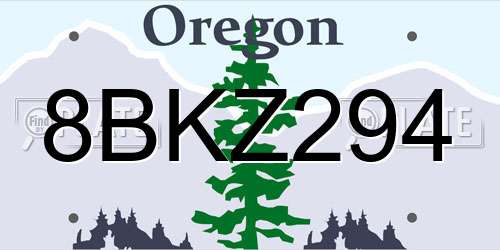 8BKZ294 Oregon License Plate