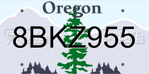 8BKZ955 Oregon License Plate