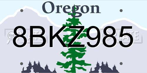 8BKZ985 Oregon License Plate