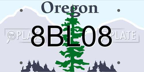 8BL08 Oregon License Plate