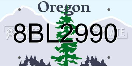 8BL2990 Oregon License Plate