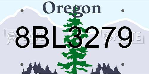 8BL3279 Oregon License Plate