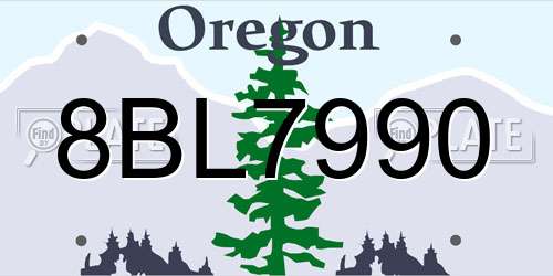 8BL7990 Oregon License Plate