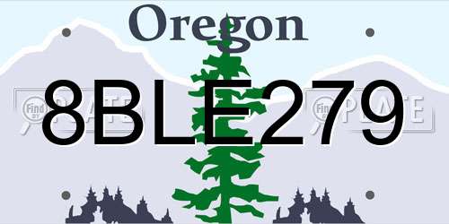 8BLE279 Oregon License Plate