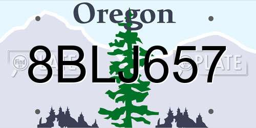 8BLJ657 Oregon License Plate