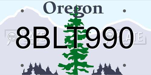 8BLT990 Oregon License Plate