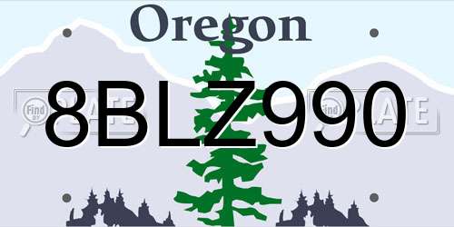 8BLZ990 Oregon License Plate