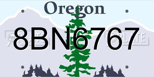 8BN6767 Oregon License Plate