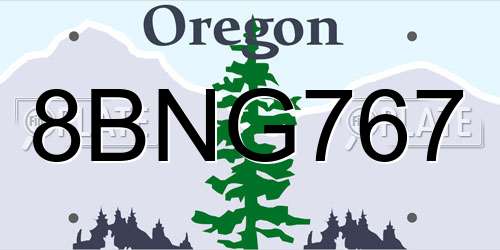8BNG767 Oregon License Plate