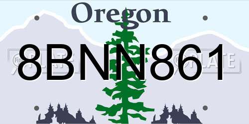 8BNN861 Oregon License Plate