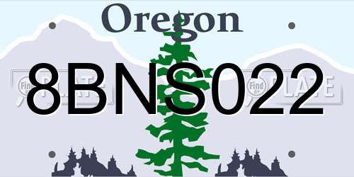 8BNS022 Oregon License Plate