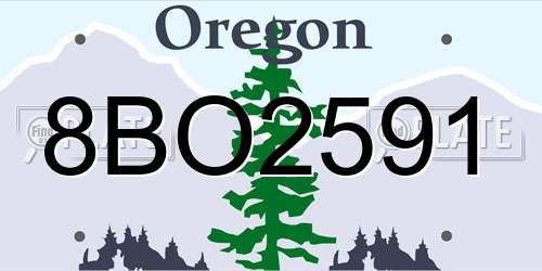8BO2591 Oregon License Plate