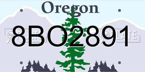 8BO2891 Oregon License Plate