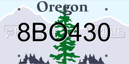 8BO430 Oregon License Plate