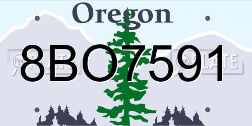 8BO7591 Oregon License Plate