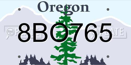 8BO765 Oregon License Plate