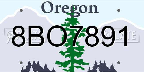 8BO7891 Oregon License Plate