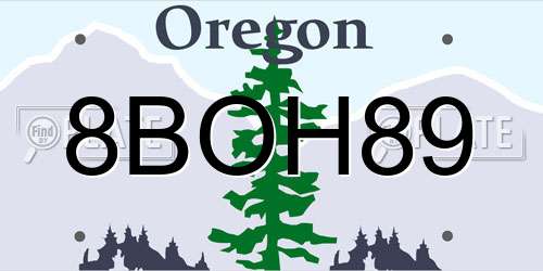 8BOH89 Oregon License Plate
