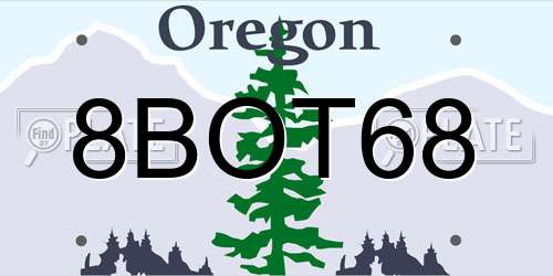 8BOT68 Oregon License Plate