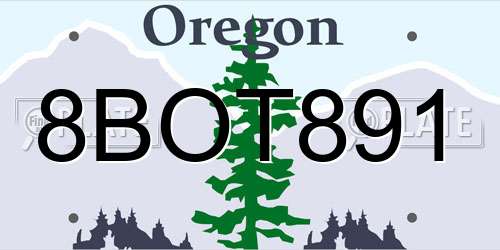8BOT891 Oregon License Plate