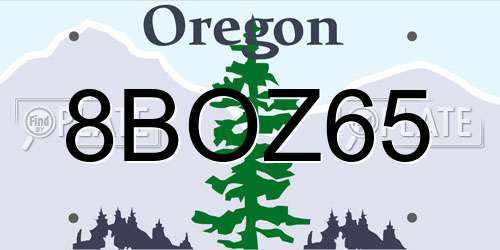 8BOZ65 Oregon License Plate