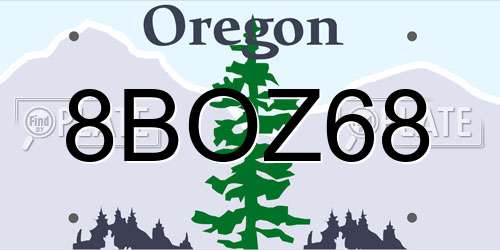 8BOZ68 Oregon License Plate