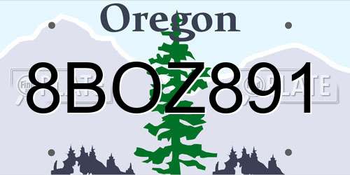 8BOZ891 Oregon License Plate