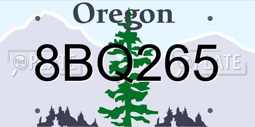 8BQ265 Oregon License Plate