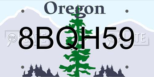 8BQH59 Oregon License Plate
