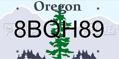 8BQH89 Oregon License Plate