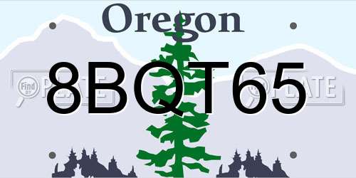 8BQT65 Oregon License Plate