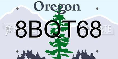 8BQT68 Oregon License Plate