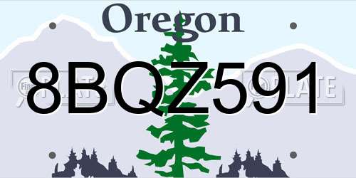 8BQZ591 Oregon License Plate